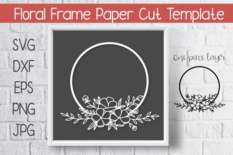 Floral Circle Paper Cut Frame