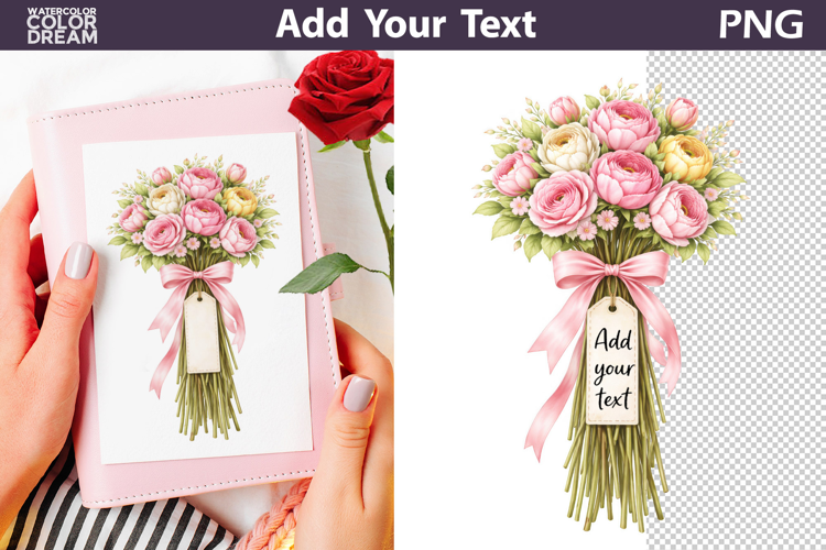 Floral Bouquet PNG Template | Add Your Text Tag