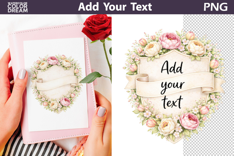 Floral Shield Frame PNG Template | Add Your Text