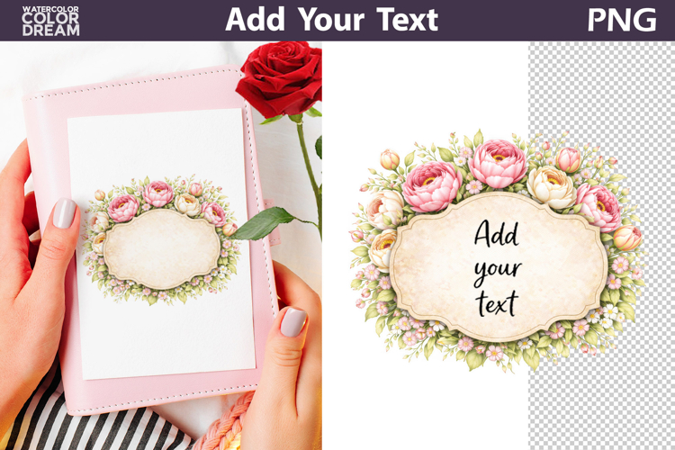 Floral Label Frame PNG Template | Add Your Text