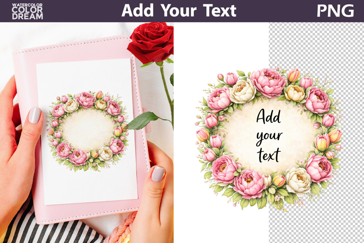Floral Wreath PNG Template | Add Your Text Design