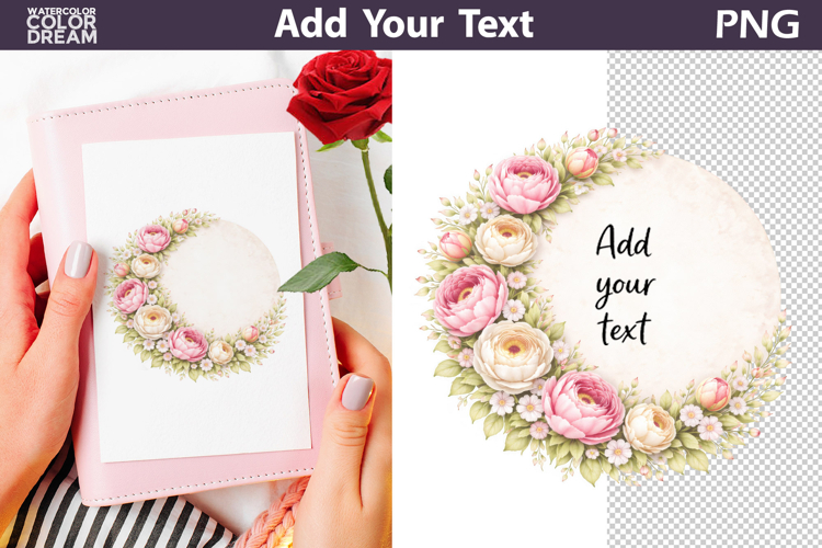 Floral Half Wreath PNG Template | Add Your Text