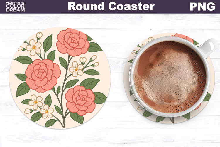 Spring Floral Round Coaster | Vintage Flowers Car Coaster