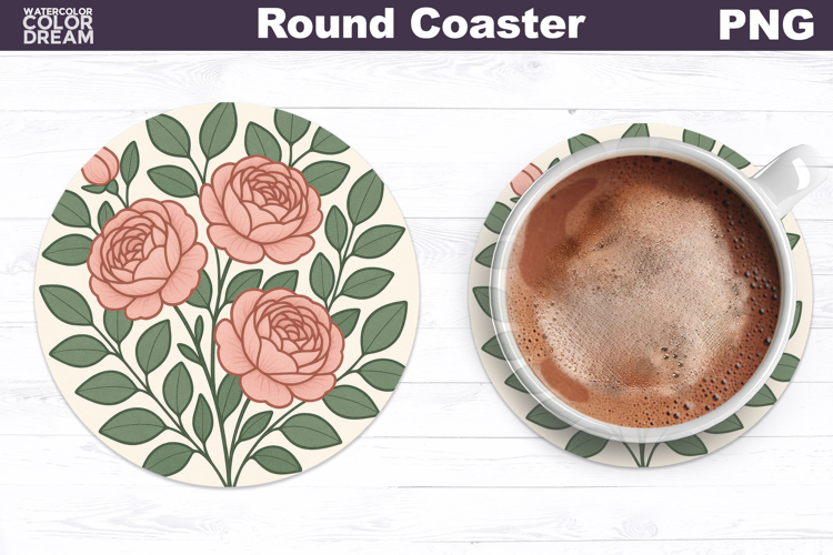 Peonies Floral Round Coaster | Vintage Flowers Car Coaster