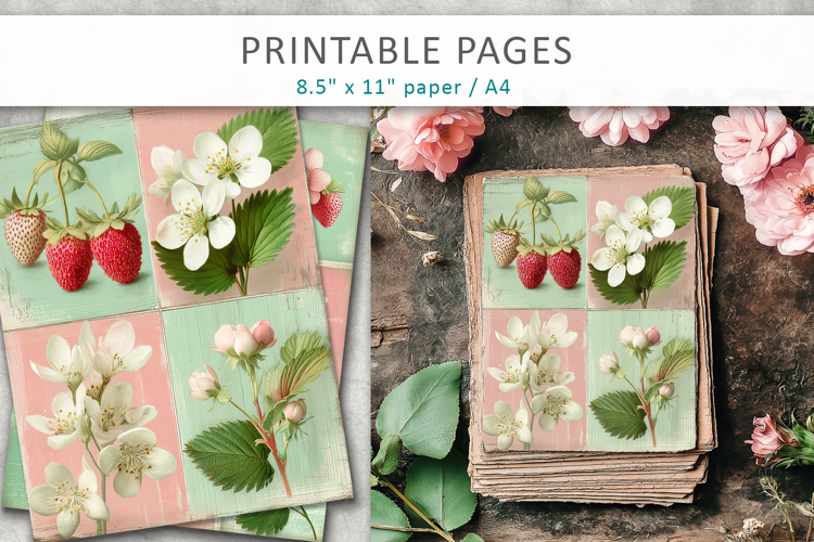 vintage botanical collage paper