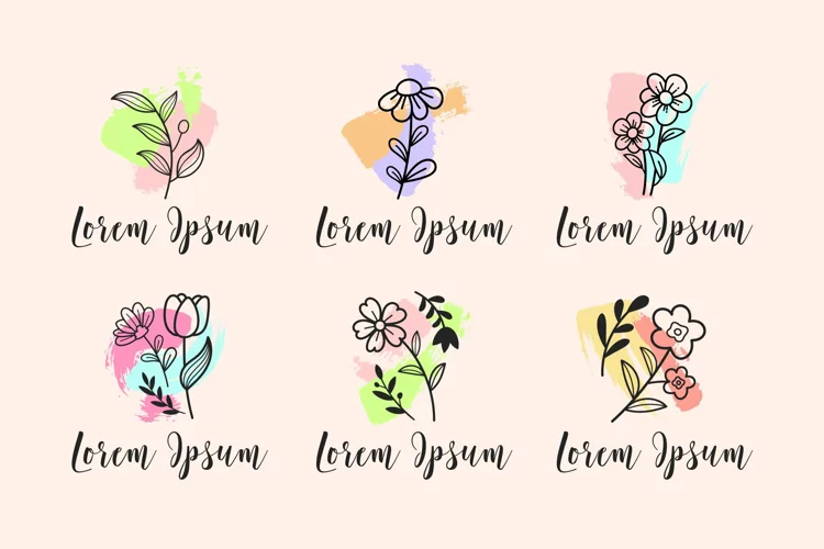 Floral Colorful Brush Logo Templates