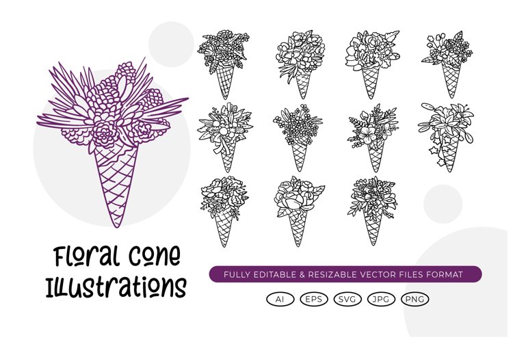 Floral Cone Illustrations Floral Cone Illustrations