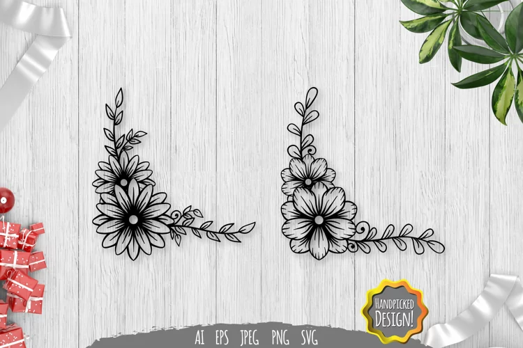 Floral Corner Border SVG File