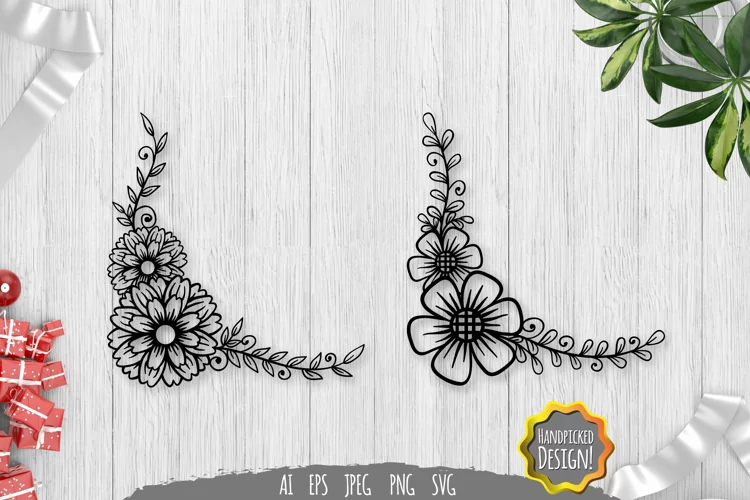 Floral Corner Border SVG File