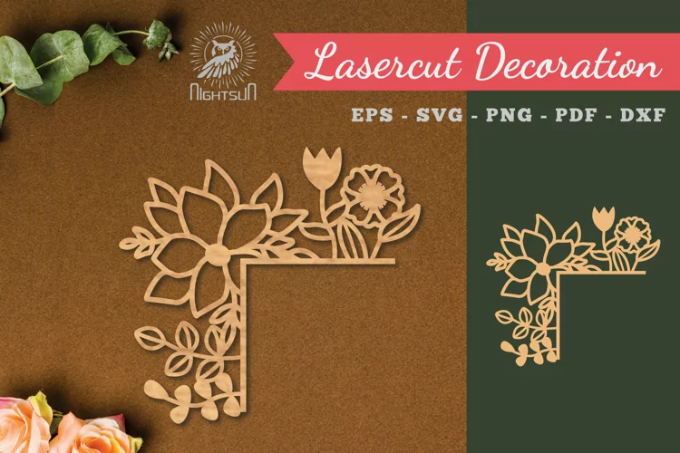 Floral Corner Laser Cut Decoration