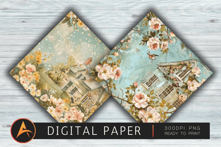 FLORAL COTTAGE Digital paper example image 1