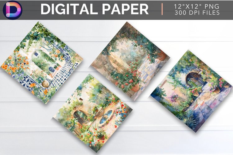 Floral Courtyard Digital Paper