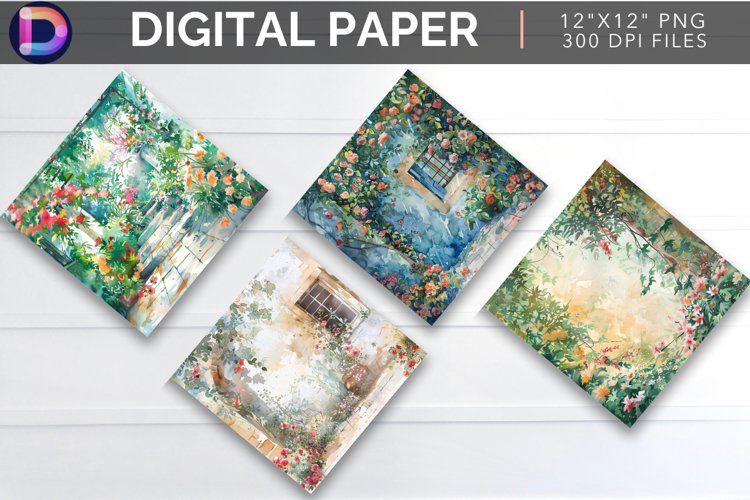 Floral Courtyard Digital Paper