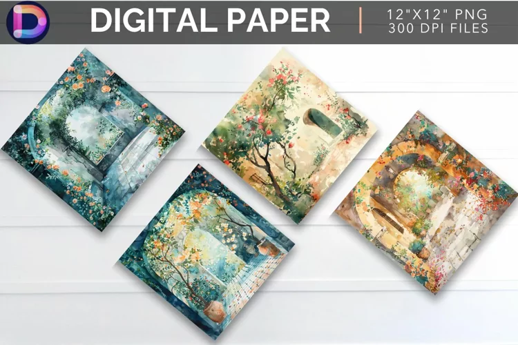 Floral Courtyard Digital Paper