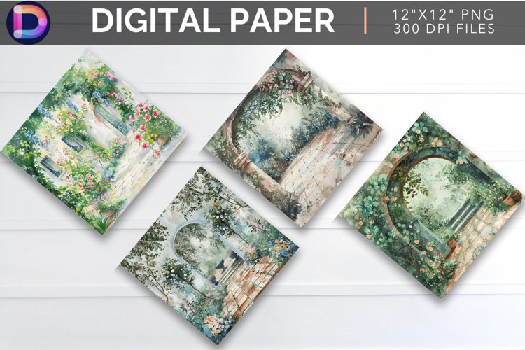 Floral Courtyard Digital Paper