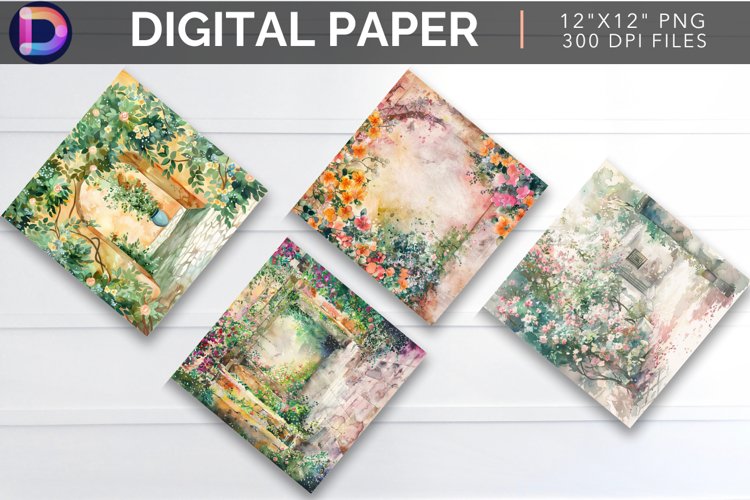 Floral Courtyard Digital Paper