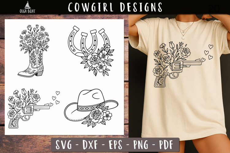 Floral Cowgirl SVG Texas Western designs