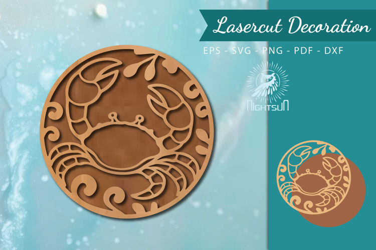 Floral Crab Lasercut Wall Decor SVG
