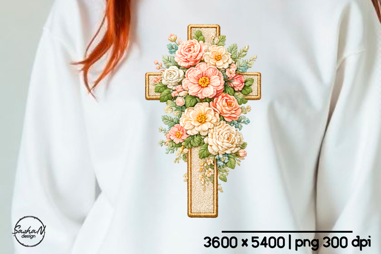 Floral cross Christian shirt sublimation designs