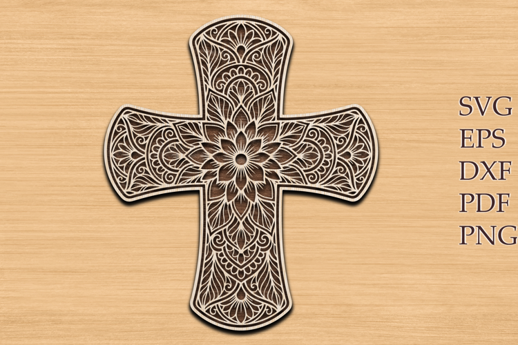 Floral Cross Laser Cut SVG File
