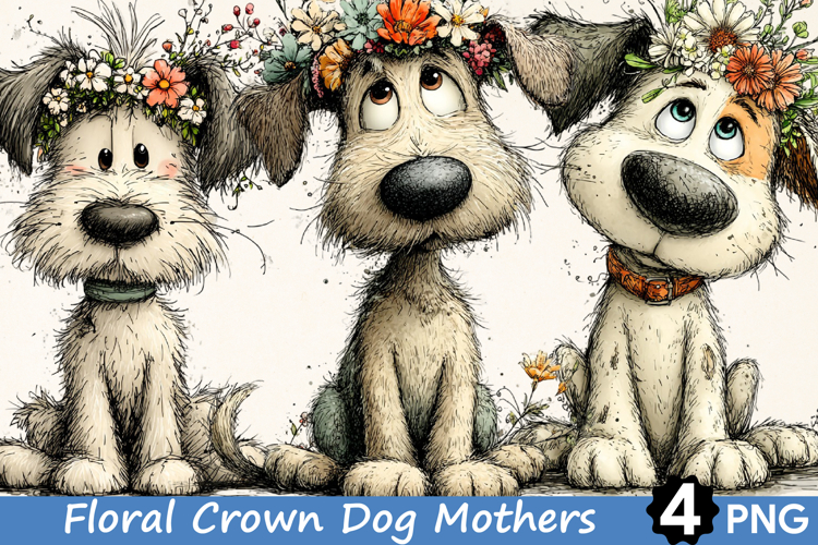 Floral Crown Dog Mothers Day Clipart