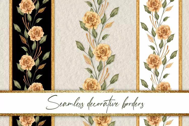 Floral decorative seamless borders /2
