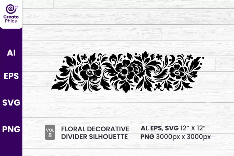 floral decorative divider silhouette sublimation clipart 8