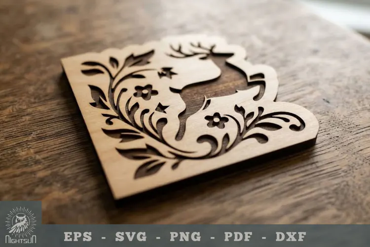 Floral Deer Lasercut Corner 2