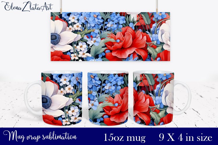 Watercolor Pink Peony Mug Sublimation, Floral Design Mug example image 1