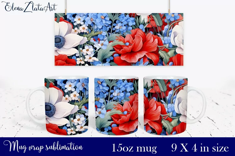 Watercolor Pink Peony Mug Sublimation, Floral Design Mug