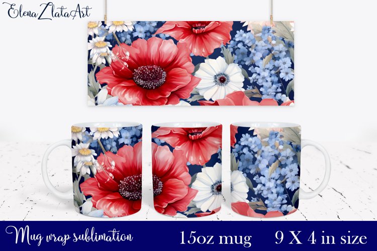 Watercolor Pink Peony Mug Sublimation, Floral Design Mug example image 1