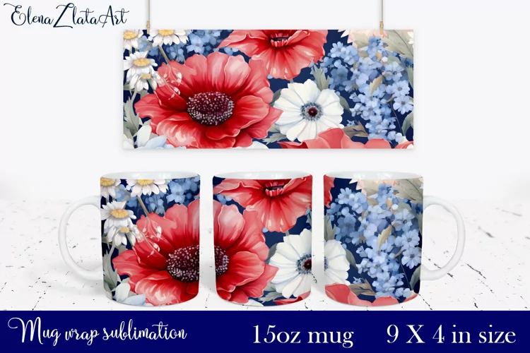 Watercolor Pink Peony Mug Sublimation, Floral Design Mug