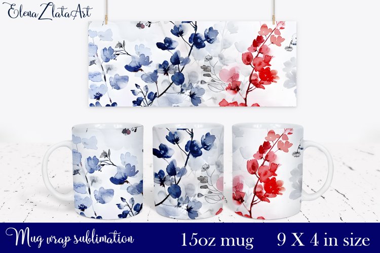 Watercolor Pink Peony Mug Sublimation, Floral Design Mug example image 1