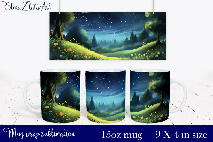 Watercolor forest Mug Sublimation, Forest Design Mug