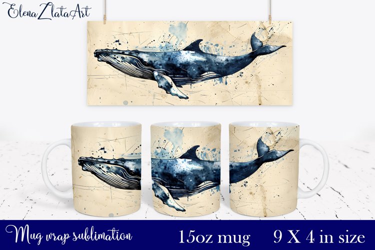 Whale Mug Sublimation. Sea Mug Design example image 1