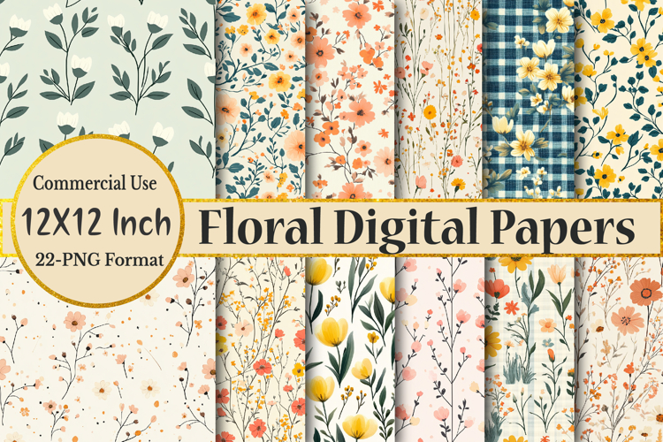 Floral Digital Papers Seamless Pattern