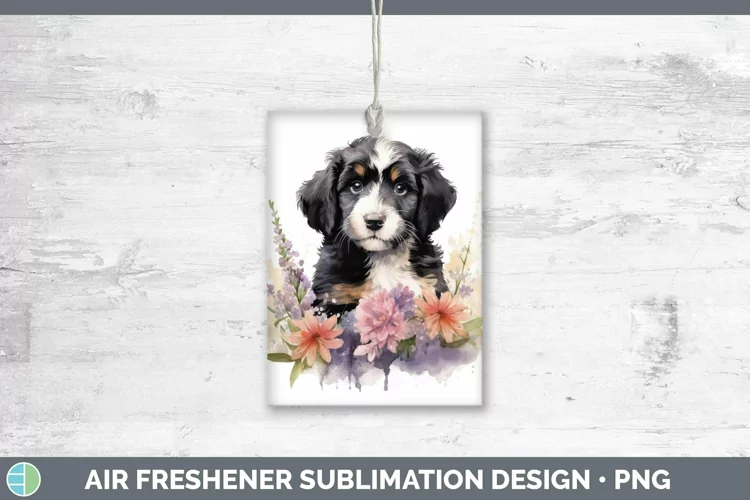 Floral Dog Bernedoodle Dog Air Freshener Sublimation Car Fre