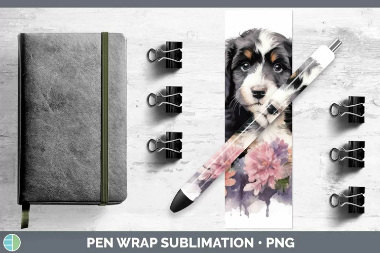 Floral Dog Bernedoodle Dog Pen Wrap Sublimation Epoxy Pen De