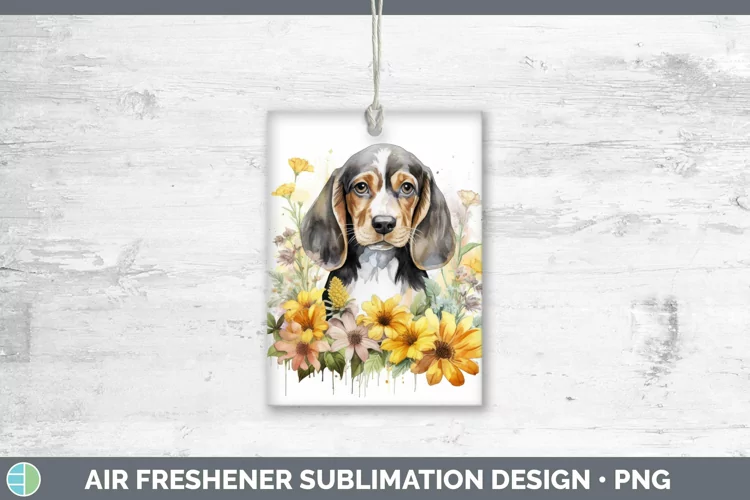 Floral Dog English Coonhound Dog Air Freshener Sublimation C