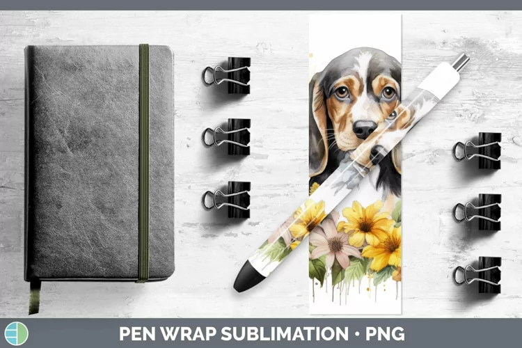 Floral Dog English Coonhound Dog Pen Wrap Sublimation Epoxy
