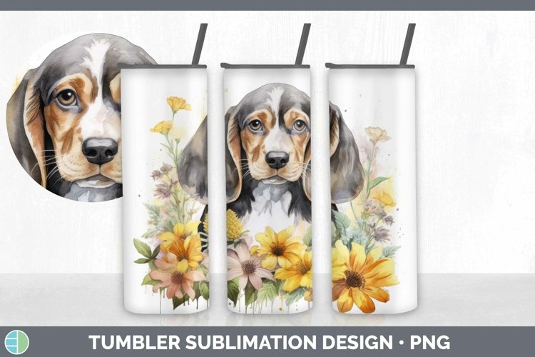 Floral Dog English Coonhound Dog Tumbler Sublimation 20 oz S