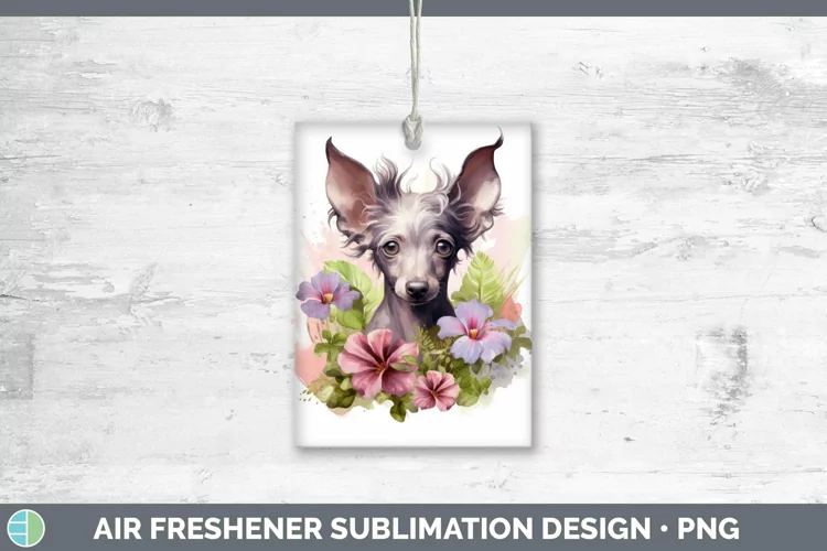 Floral Dog Hairless Chinese Crested Dog Air Freshener Sublim