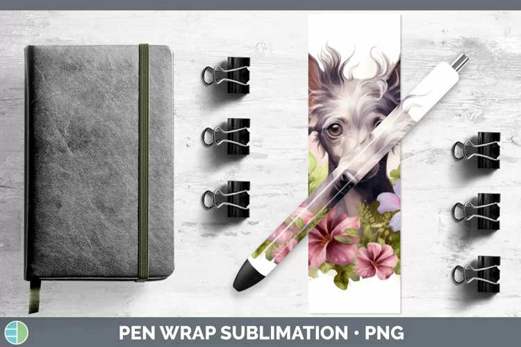 Floral Dog Hairless Chinese Crested Dog Pen Wrap Sublimation