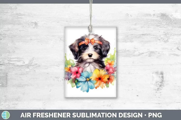 Floral Dog Havanese Dog Air Freshener Sublimation Car Freshe