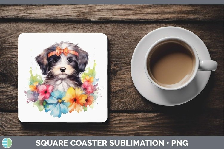 GorgeousFloral Dog Square Coaster design.