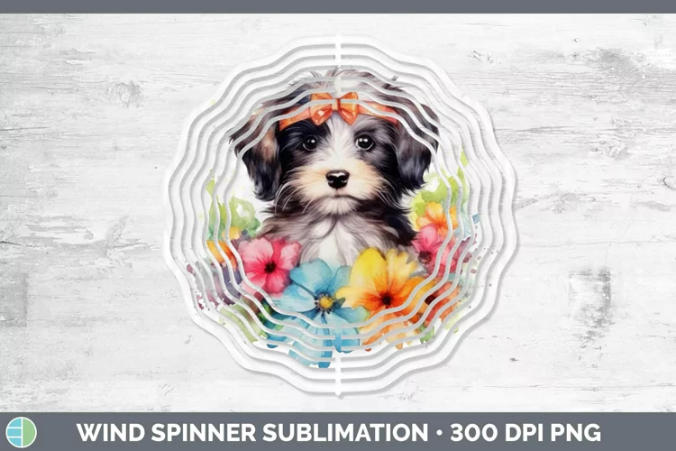 Floral Dog Havanese Dog Wind Spinner Sublimation Spinner Des
