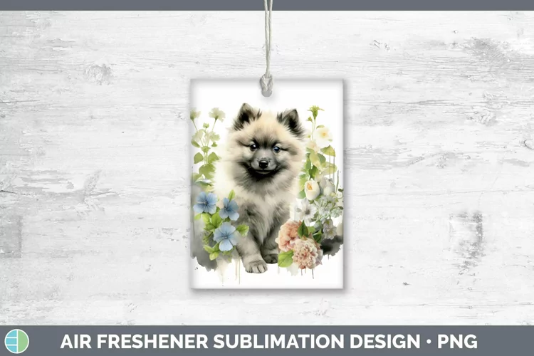 Floral Dog Keeshond Dog Air Freshener Sublimation Car Freshe