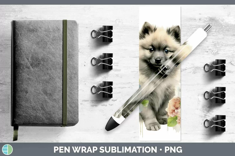Floral Dog Keeshond Dog Pen Wrap Sublimation Epoxy Pen Desig
