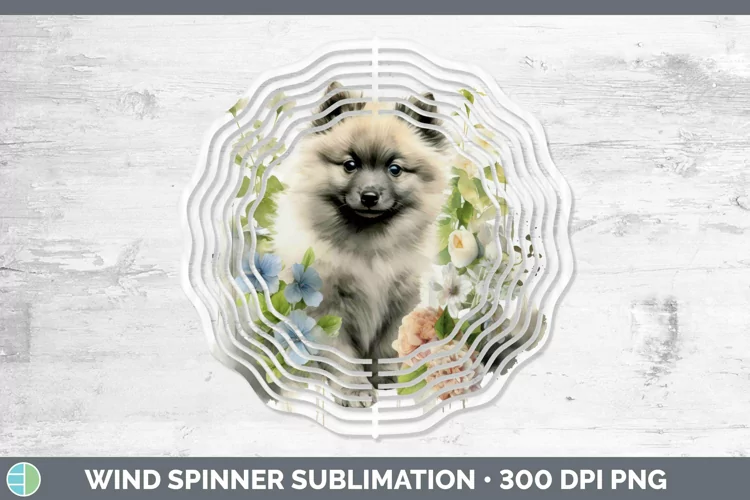 Floral Dog Keeshond Dog Wind Spinner Sublimation Spinner Des