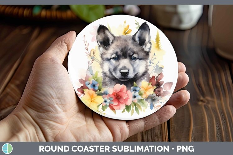 GorgeousFloral Dog Round Coaster design.